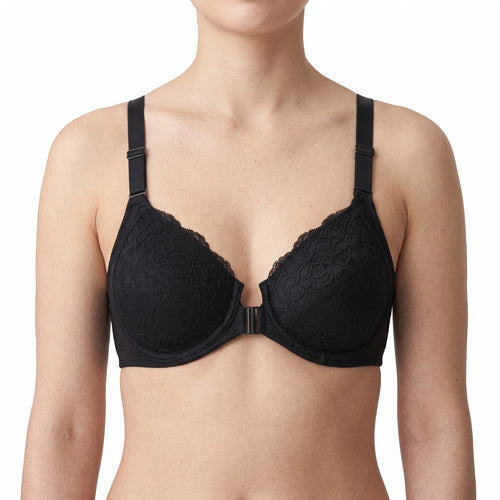 FABROi Lace Front-Closure Underwire Bra – Black